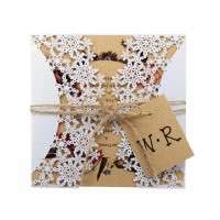 Square Christmas Card White Snowflake Pattern Laser Invitation Card